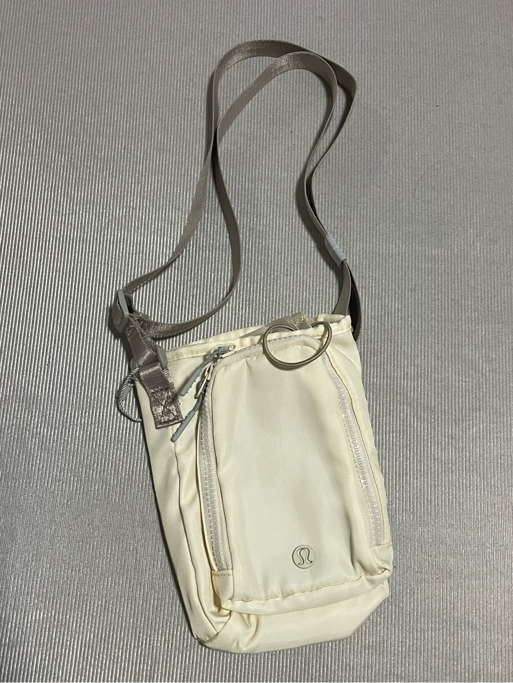 lululemon athletica Cream Sling Belt Bag with Taupe Strap